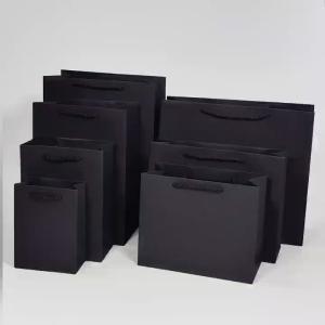 5pcs | BLACK - PAPER BAG Gift Bag with Handles Craft Package Paper Gift Box Jewelry Birthday Packing Bags