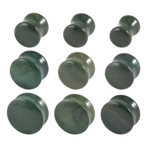 2PCS Nature Coral/Indian Snow Jade Stone Ear Tunnel&Plugs Solid Obsidian Ear Expander Double Flared Strengthed Weight Earrings