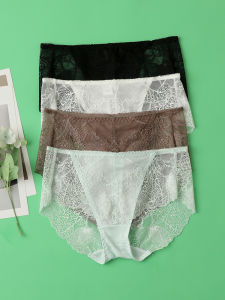 เซ็กซี่ เอวกลาง ผ้าไหม ชุดชั้นใน ผู้หญิง กางเกงใน ระบายอากาศได้ดี บาง ผ้าไหม En ชุดชั้นใน Youth Pure Color ลูกไม้ ผ้า กางเกงใน