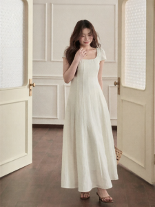 JULULOOK | Đầm Dáng Suông Phong Cách Pháp Cổ Vuông Nơ Ép Eo Size Lớn