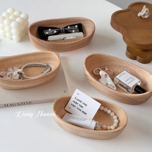 Mini Wooden Desktop Jewelry Tray Incense Tray Boat Entryway Key Miscellaneous Organizer Tray Geometric Pattern Chinese Style