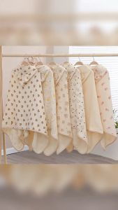 2 In 1 4-layer Cotton Gauze Baby Bath Towel Soft Blanket Quick-drying Boys Girls Hooded Bathrobe 70*140CM