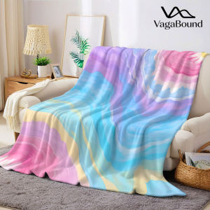 Pastel Rainbow Fluid Flannel Blanket Warm Soft Halloween Christmas Decorative Couch Warm Cozy All-Season Gift