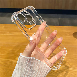 For iPhone 15 14 13 12 11 Pro Max X XR XS XS Max Silicone Bumper Transparent Hard Back Cover Luxury Shockproof Clear Phone Case