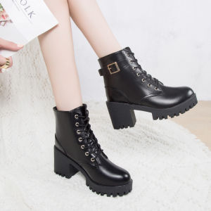 Martin Boots Womens English Style trendy Sponge Cake Motorcycle Boots Early Autumn 2024 New Arrival Fleece Lined Short Boots