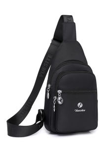 Casual New Womens Chest Bag Simple Fashion Korean Style Travel Crossbody Backpack with Multiple Layers of Nylon Fabric