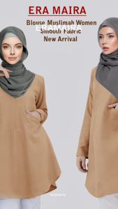 Blouse Polos Kantong Piggir Tangan Panjang Muslimah design