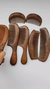 18cm Sandalwood Comb Anti-Static Wooden Handles Hair Comb Double-Sided Carved Wooden Comb