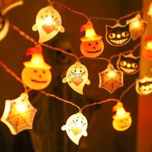 1PC Halloween LED String Lights Pumpkin Ghost Cat Spider Web Fairy Lights for Ghost Festival Party Home Decor Battery Powered
