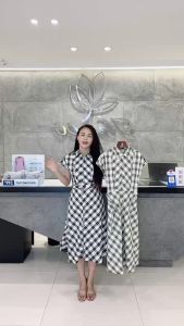 [Voucher 15% MOV 199K cap 100K  Đầm sơ mi xòe kẻ cổ đức vai chờm HeraDG họa tiết kẻ ô thời trang đai eo rời chất liệu Tuytsi cao cấp SDPBC2109