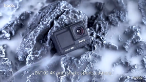 HOCO DV102 กล้องแอคชั่น 4K 30fps / 20MP หน้าจอคู่ กันสั่น 6 แกน กันน้ำ 30m รองรับการ์ด 128GB hc6