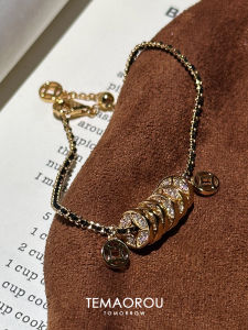 Tie Steel Non-fading New Black Gold Woven Rope Money Bracelet Womens Style Hand Cord Jewelry Fashionable Money Charm