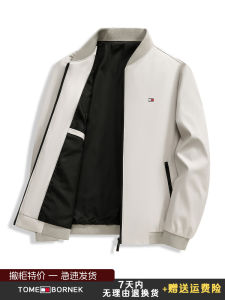 TOME BORNEK Mens Baseball Jacket 2025 Spring Autumn Casual Outerwear Standard Fit Windproof Polyester/Nylon Composite Fiber