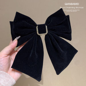 2023 New Arrival Fall and Winter Hair Accessories Black Bows Velvet Barrettes Back Head Spring Clip Elegant Top Clip Hair Accessories Female