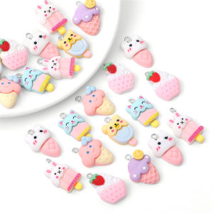 6ชิ้นแฟชั่นน่ารักหวานไอศครีมเค้กเรซิ่นเสน่ห์จี้สำหรับสร้อยคอสซีดข้อมือเครื่องประดับ DIY ทำหัตถกรรมเครื่องประดับตกแต่ง