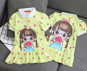 12-45kg A521 Đầm suông thun lạnh in 3D họa tiết hoạt hình siêu cưng váy bé gái size đại