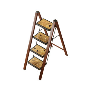 MEISD | Portable Folding Home Ladder Wooden Grain Retro Style