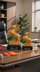 2027 Year of the Sheep Tabletop Ornament Cabbage Decor Figurine Home & Office Desktop Display Gift