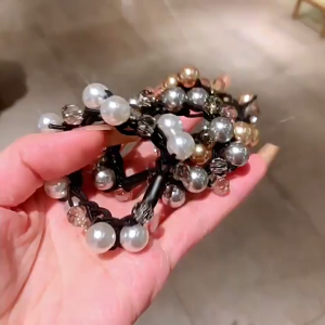 Srunchie Karet Rambut Elastis Wanita Aksen Mutiara Ala Aksesoris Fashion Rambut Bisa COD