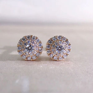 Huitan Micro Paved CZ Round Shaped Stud Earrings for Women Simple Delicate Earrings Fashion Versatile Female Jewelry Wholesale