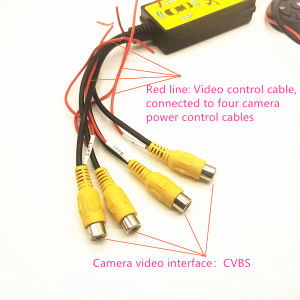Car mounted video switching box remote control video converter camera video conversion box four in one out line control video