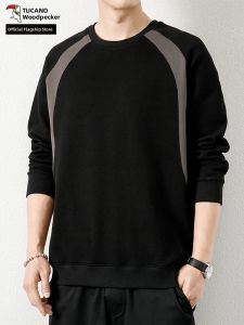 TUCANO | Heavyweight American Casual Color Block Round Neck Loose Hoodie