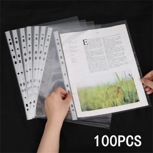 100/200pcs A4 Sheet Protectors 11 Holes Clear Plastic Bag Paper Organizer Document Bag Clear File Bag For Loose Leaf Documents