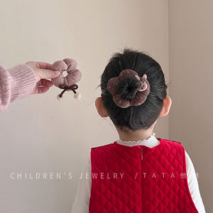 Adorable Small Size Cotton Flower Hair Ties for Girls Pink Brown Princess Style Elastic Hair Bands Childrens Fashion Accessories