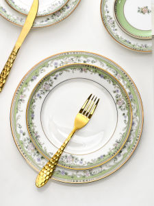 จานชามกระดูกสัตว์เนื้อสัมผัส 7/8/10 นิ้ว จานเสวยอาหารกลางวัน จานเสวยอาหารตะวันตก จานเสวยอาหารเนื้อสัตว์ จานขนมหวาน ชุดกินข้าว