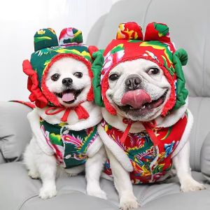 Hateli quần áo cho mèo mùa thu và mùa đông áo ba lỗ giữ ấm quần áo cho chó năm mới Teddy Pomeranian shih tzu Kitten quần áo thú cưng trang phục