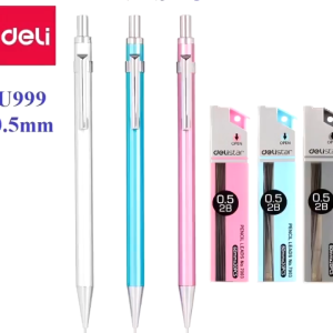 Set 3 bút chì kim có tẩy Deli U999 ngòi chì 0.5mm / Chì kim bấm 999 ruột thay 7003