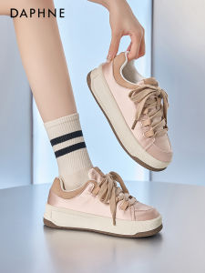 Daphne Satin Thick Heel Board Shoes Womens Spring Summer White Sneakers Breathable Sports Casual Shoes Fashionable All-Match