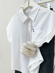 Elegant Embroidered Casual Short Sleeve Shirt Women Summer New Loose Thin Top Comfortable Breathable Cotton Korean Style
