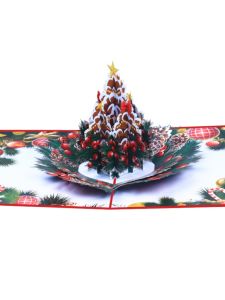 Creative Decorative Card 3D Christmas Blessing Color Printing Greeting Card Pine Cone Christmas Half Fold Blank Card Christmas Gift