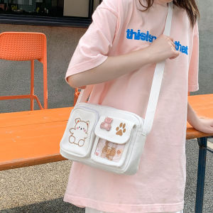 กระเป๋าผ้าใบ Canvas Crossbody Bag กระเป๋าสะพายไหล่แบบลำลองสำหรับนักเรียน กระเป๋าสะพายข้างแบบเกาหลี กระเป๋าผ้าใบแบบใหม่ปี 2025 สำหรับผู้หญิง