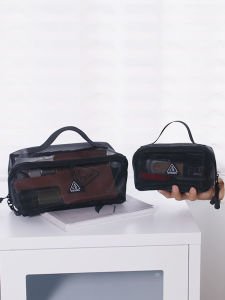 2024 New Arrival Mesh Cosmetic Bag Fancy Black Large Capacity Portable 3CEO Business Trip Cosmetics Bag Female