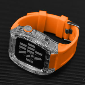 Luxury Transparent Case Modification Kit for Apple Watch Ultra 49mm 45mm 44mm Case Sport Rubber Strap for Iwatch Series 9 8 7 6 SE 5 4