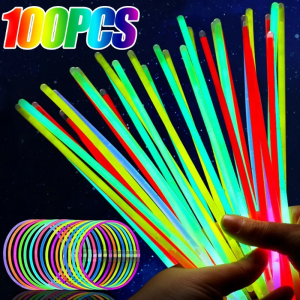 100pcs Party Fluorescence Sticks / Fluorescence Sticks Bracelet Necklace Neon for Wedding Party / Party Glow Sticks / Bendable Glow Sticks / Colorful Glowing Stick