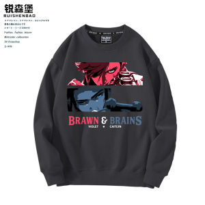 LoL Anime round Neck Fleece Lined Oversize Mens Sweatshirt Spring Autumn Winter Fashionable Casual Comfortable Cotton Blend