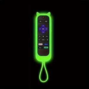 Glow in the dark cute cats ears shaped silicone universal remote control cover with  for TCL Hisense Roku TV remote control