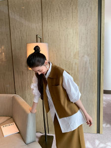 Autumn 2025 Advanced Sensation Lady Light Maturity Salt System Personality Dressing Small Fragrance Knitted Vest Two-Piece Set Womens Skirt