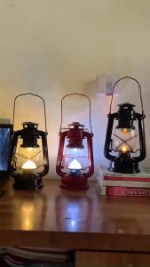 Đèn cắm trại đèn bão led và nến măng xông dùng pin phong cách vintage