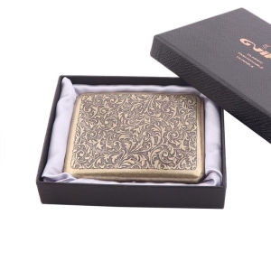 Vintage Metal Cigarette Case with Gift Box Container 20 Pcs Regular Size Tobacco Holder Pocket Storage Smoking Accessories Gift