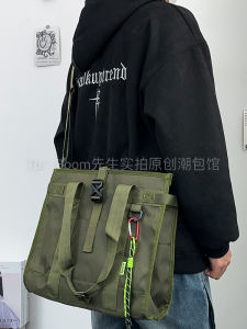 Large Capacity Diagonal Bag Mens New Trendy Multi-functional Handbag Sports Single Shoulder Bag Student Class Bag Nylon Material Zipper Closure Street Style