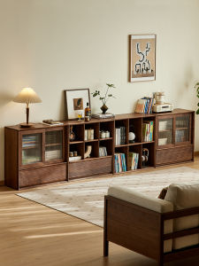 YAMOO | Scandinavian Multifunctional Storage Bookcase North American Black Walnut