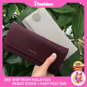 iFASHION 1258 Women Long Purse Tri-fold PU Leather Ladies Wallet Wanita Beg Duit Panjang Dompet Lipat Kulit