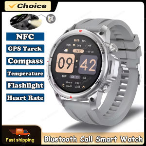 2025 New Outdoor Sports GPS NFC Mens Smart Watch Flashlight Compass Bluetooth Call Heart Rate Monitoring Waterproof Smart Watch