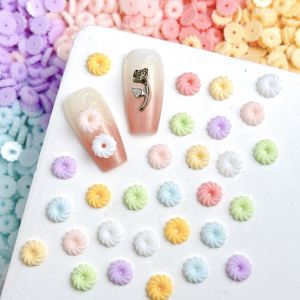 50PCS 3D Adorable Solid Color Cookies Resin Nail Art Decorations Creative Simulated Hole Biscuits Nail Art Decorations DIY Nails