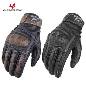 Vintage Motorcycle Gloves Genuine Leather Motorbike Road Racing Glove Retro Men Protective Gears CE Approved Touch Screen
