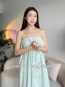 Ziorca Happy Frog Bath Skirt Towel Wrap Women Wearable Bath Towel Bathtub Shower Dress Absorbent Bathing Skirt